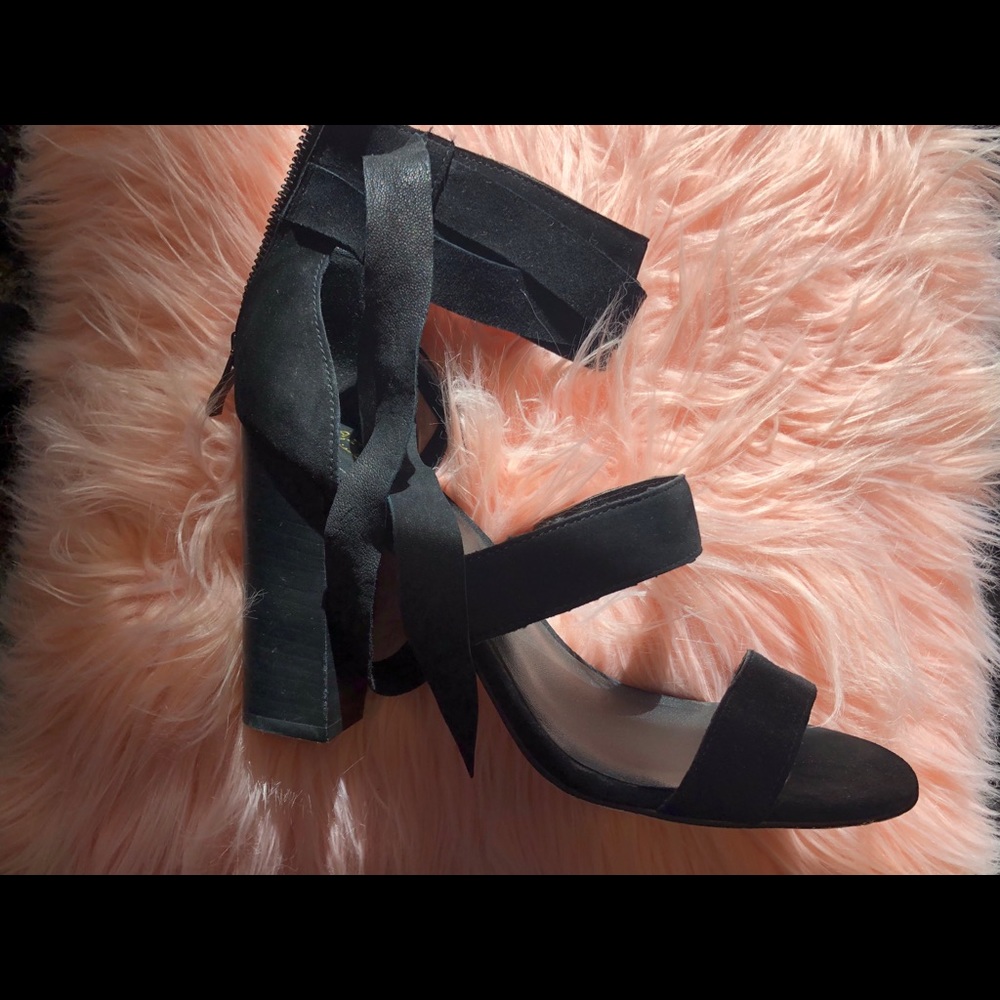 Black suede heels